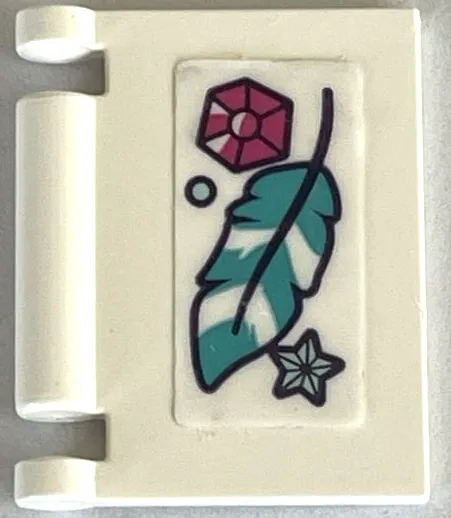 Minifigure, Utensil Book Cover with Dark Pink Jewel, Light Aqua Star and Dark Turquoise Feather Pattern (Sticker) - Set 41668