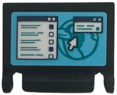 Minifigure, Utensil Book Cover with Medium Azure Computer Screen with Bird Logo, 2 Windows and White Cursor Arrow Pattern (Sticker) - Set 42656