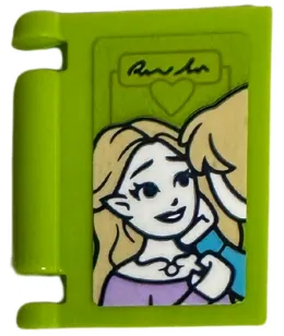 Minifigure, Utensil Book Cover with Elf Minifigure with Lavender Dress, Pointed Ears, Heart, and Signature Pattern (Sticker) - Set 41740