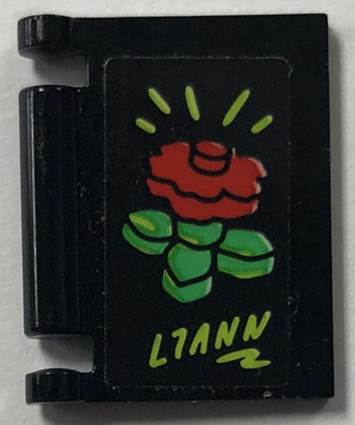 Minifigure, Utensil Book Cover with Red and Green Flower and Lime 'LIANN' Pattern (Sticker) - Set 41757