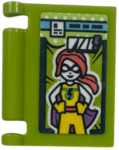 Minifigure, Utensil Book Cover with Comic with Yellow Superhero with Coral Hair Pattern (Sticker) - Set 42674