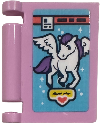 Minifigure, Utensil Book Cover with Comic with White and Medium Lavender Pegasus on Medium Azure Background Pattern (Sticker) - Set 42674
