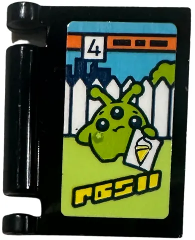 Minifigure, Utensil Book Cover with Comic Issue Number 4 with Lime Alien Outdoors Holding Ice Cream Picture Pattern (Sticker) - Set 42674