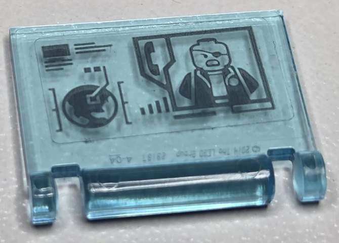 Minifigure, Utensil Book Cover with Dark Bluish Gray Technical Data, Earth, Telephone and Nick Fury Minifigure Pattern (Sticker) - Set 76232