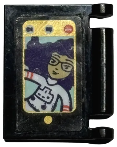 Minifigure, Utensil Book Cover with Tablet Computer Screen, Minifigure with White Top and Dark Purple Hair Pattern (Sticker) - Set 41714