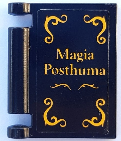 Minifigure, Utensil Book Cover with Bright Light Orange 'Magia Posthuma' and Scrollwork Pattern (Sticker) - Set 910049