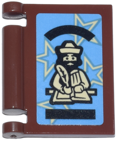 Minifigure, Utensil Book Cover with Tan and Black Minifigure with Quill on Medium Blue Background with Stars Pattern (HP Tales of Beedle the Bard) (Sticker) - Set 76467