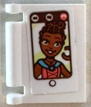Minifigure, Utensil Book Cover with Tablet Computer Screen, Minifigure with Coral and Medium Azure Top Pattern (Sticker) - Set 41717