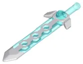 Minifigure, Weapon Sword, Long with Molded Flexible Rubber Light Bluish Gray Tip and Angular Crossguard Pattern