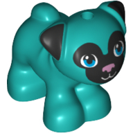 Dog, Friends Style, Pug, Standing with Black Face and Ears, Metallic Pink Nose, Dark Azure Eyes Pattern