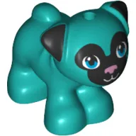 Dog, Friends Style, Pug, Standing with Black Muzzle and Ears, Metallic Pink Nose, Dark Azure Eyes Pattern