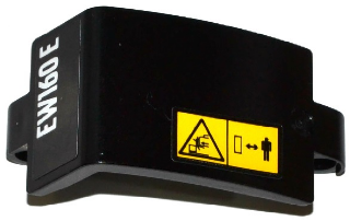 Technic, Panel Curved 3 x 5 x 3 with Yellow Warning Signs, White 'EW160 E' Pattern Model Left Side (Stickers) - Set 42053