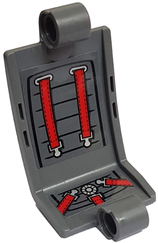 Technic, Panel Curved 3 x 5 x 3 with Dark Bluish Gray Cushions and Red Seat Belts on Inside Pattern (Stickers) - Set 42057