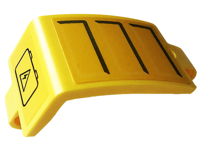 Technic, Panel Curved 3 x 5 x 3 with Gray Lines and Battery with Electricity Danger Sign Pattern Model Left Side (Sticker) - Set 42108