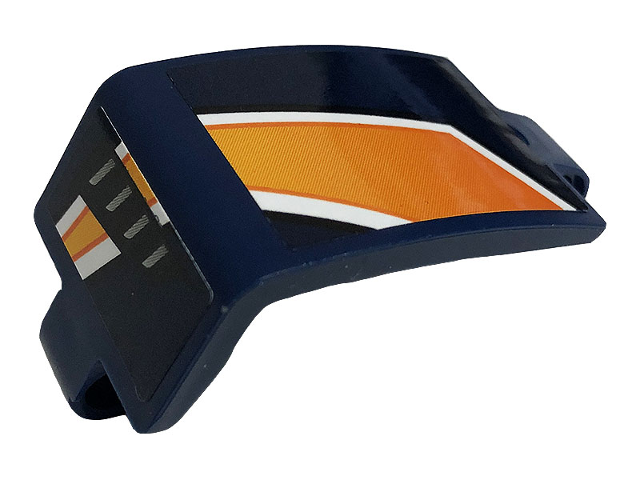 Technic, Panel Curved 3 x 5 x 3 with Black Air Vent, Orange and White Stripes Pattern Model Right Side (Stickers) - Set 42112