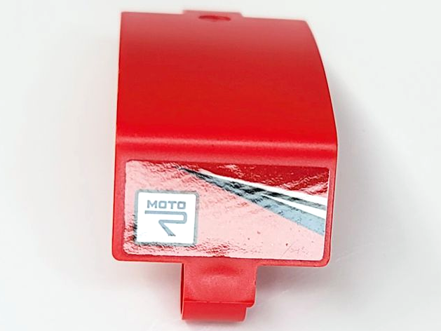 Technic, Panel Curved 3 x 5 x 3 with Black Stylized 'MOTO R' on White Square, Black and White Triangular Stripes Pattern (Sticker) - Set 42109