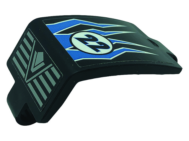 Technic, Panel Curved 3 x 5 x 3 with Number '22', Silver Lines and Dark Azure Lightning Pattern (Stickers) - Set 42104