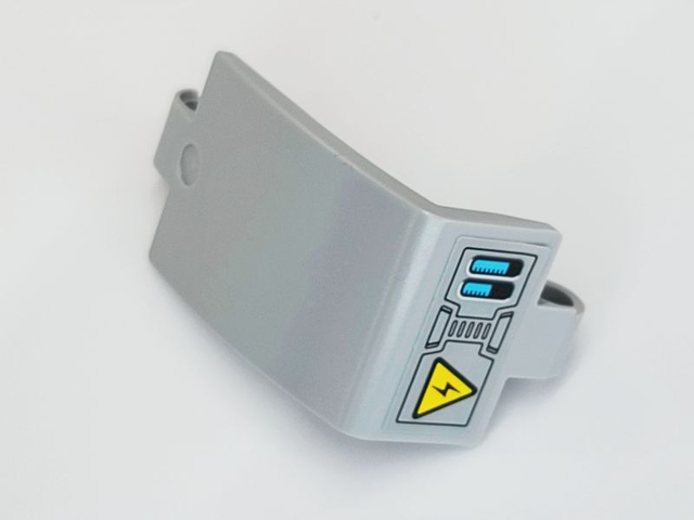 Technic, Panel Curved 3 x 5 x 3 with Black Lightening Bolt on Yellow Triangle and Medium Blue Bars Pattern (Sticker) - Set 42081