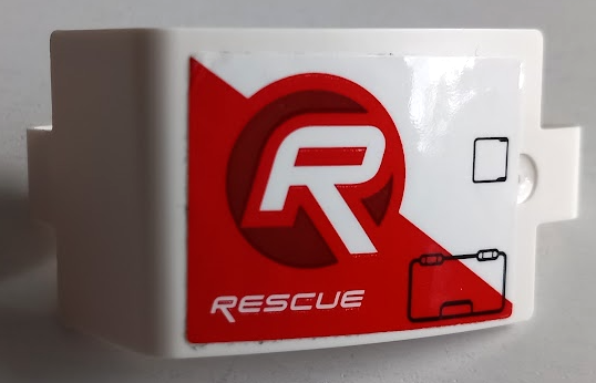 Technic, Panel Curved 3 x 5 x 3 with 'RESCUE' and Black Hatches on Red and White Stripe Pattern Model Right Side (Sticker) - Set 42092