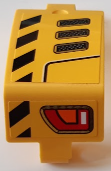 Technic, Panel Curved 3 x 5 x 3 with Air Intake Grilles, Red and Orange Taillights, Black and Yellow Danger Stripes Pattern Model Left Side (Stickers) - Set 42121