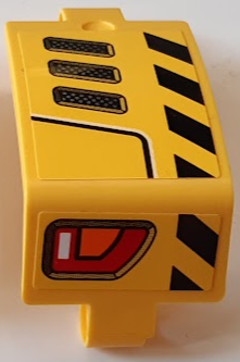 Technic, Panel Curved 3 x 5 x 3 with Air Intake Grilles, Red and Orange Taillights, Black and Yellow Danger Stripes Pattern Model Right Side (Stickers) - Set 42121
