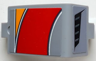 Technic, Panel Curved 3 x 5 x 3 with Bright Light Orange, Red and White Curved Stripes and Air Vent Pattern Model Left Side (Stickers) - Set 42098