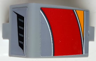 Technic, Panel Curved 3 x 5 x 3 with Bright Light Orange, Red and White Curved Stripes and Air Vent Pattern Model Right Side (Stickers) - Set 42098