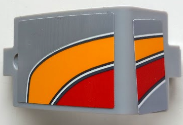 Technic, Panel Curved 3 x 5 x 3 with Bright Light Orange, Red and White Curved Stripes Pattern Model Left Side (Stickers) - Set 42098