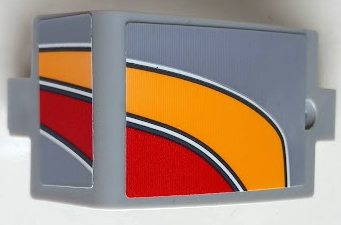 Technic, Panel Curved 3 x 5 x 3 with Bright Light Orange, Red and White Curved Stripes Pattern Model Right Side (Stickers) - Set 42098