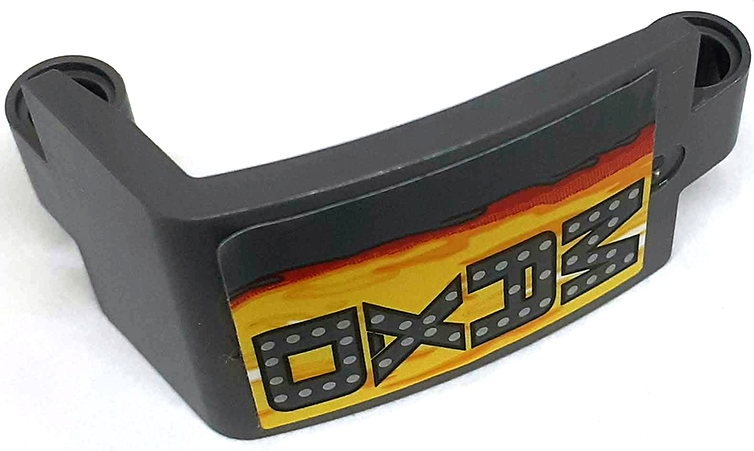 Technic, Panel Curved 3 x 5 x 3 with 'MAX-D' and Flames Pattern Model Left Side (Sticker) - Set 42119