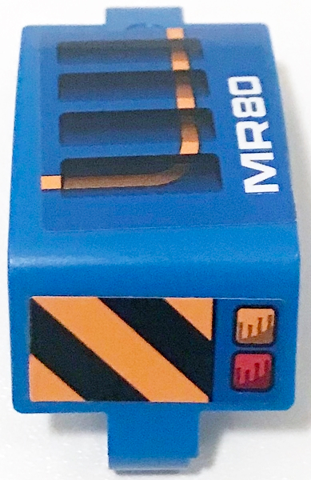 Technic, Panel Curved 3 x 5 x 3 with White 'MR80', Black and Orange Danger Stripes, Air Vent, Stripe and Taillights Pattern Model Right Side (Sticker) - Set 42071