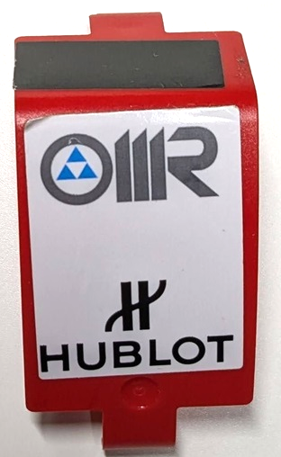 Technic, Panel Curved 3 x 5 x 3 with 'OMR', 'HUBLOT' and Black Rectangle Pattern (Stickers) - Set 42125