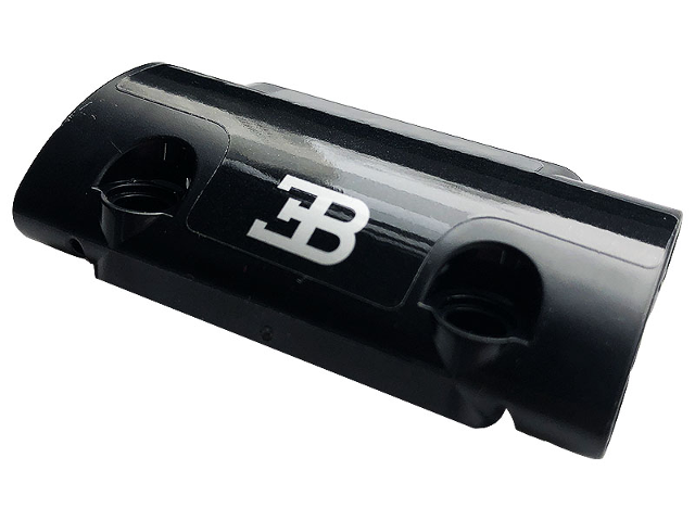 Technic, Panel Curved 7 x 3 with 2 Pin Holes through Panel Surface with Silver Bugatti Logo Pattern (Sticker) - Set 42083