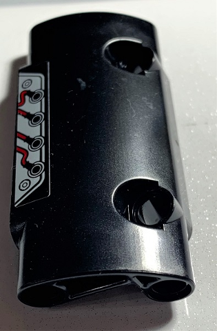 Technic, Panel Curved 7 x 3 with 2 Pin Holes through Panel Surface with Red Wires and Metal Plate Pattern Model Right Side (Sticker) - Set 42070