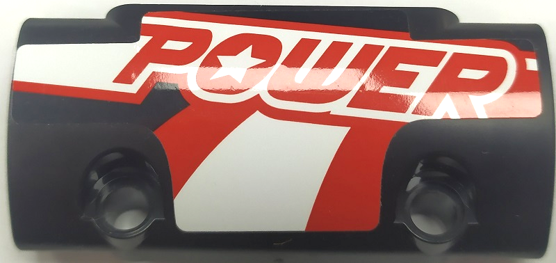 Technic, Panel Curved 7 x 3 with 2 Pin Holes through Panel Surface with 'POWER' and Red and White Stripes Pattern Model Right Side (Sticker) - Set 42089