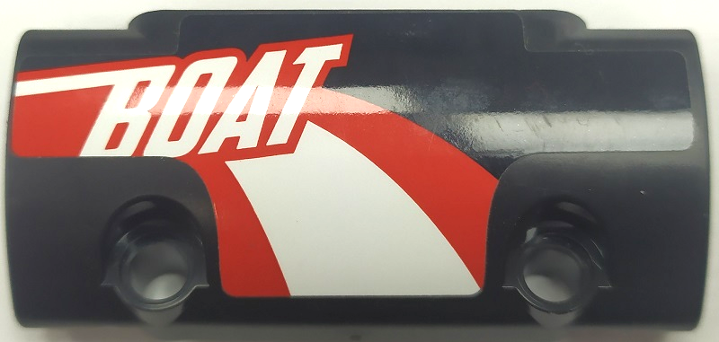 Technic, Panel Curved 7 x 3 with 2 Pin Holes through Panel Surface with 'BOAT' and Red and White Stripes Pattern Model Left Side (Sticker) - Set 42089