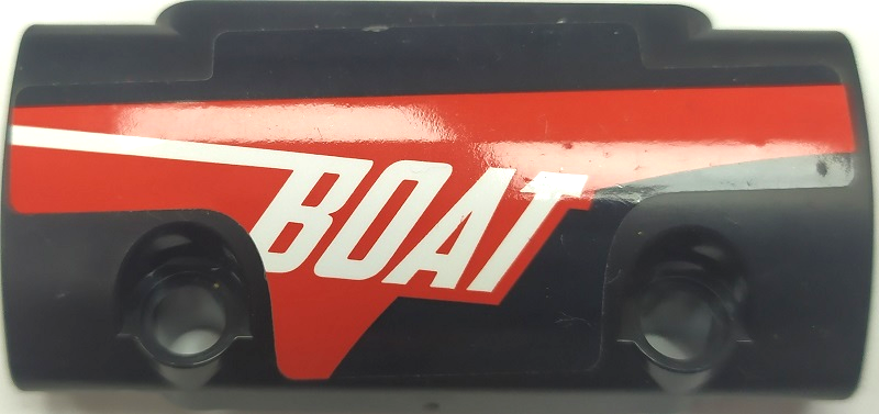 Technic, Panel Curved 7 x 3 with 2 Pin Holes through Panel Surface with 'BOAT' and Red and White Stripes Pattern Model Right Side (Sticker) - Set 42089