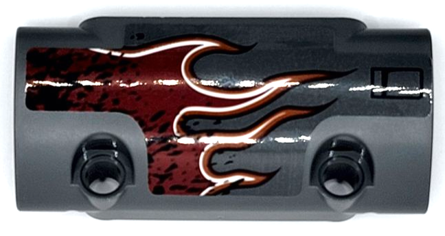 Technic, Panel Curved 7 x 3 with 2 Pin Holes through Panel Surface with Dark Red Flames with Orange and White Outline Pattern Model Left Side (Sticker) - Set 42090