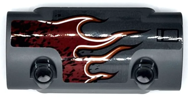 Technic, Panel Curved 7 x 3 with 2 Pin Holes through Panel Surface with Dark Red Flames with Orange and White Outline Pattern Model Left Side (Sticker) - Set 42090