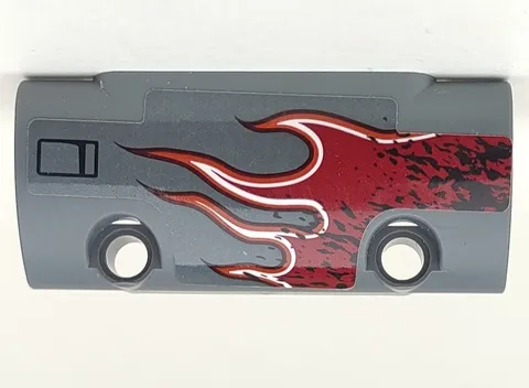 Technic, Panel Curved 7 x 3 with 2 Pin Holes through Panel Surface with Dark Red Flames with Orange and White Outline Pattern Model Right Side (Sticker) - Set 42090