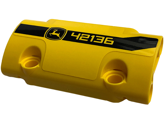 Technic, Panel Curved 7 x 3 with 2 Pin Holes through Panel Surface with Black Stripe, '42136' and John Deere Logo Pattern Model Right Side (Sticker) - Set 42136