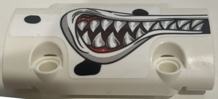 Technic, Panel Curved 7 x 3 with 2 Pin Holes through Panel Surface with Black Dalmatian Spots, Angry Mouth with Gums and Teeth Pattern Model Right Side (Sticker) - Set 42150