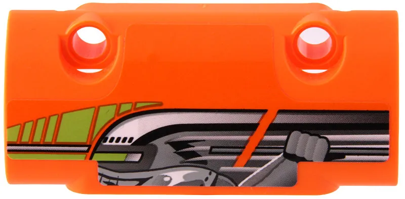 Technic, Panel Curved 7 x 3 with 2 Pin Holes through Panel Surface with Lime Stripes and Silver Toyota Supra MK4 Mechanical Arm and Hand Pattern Model Left Side (Sticker) - Set 42204