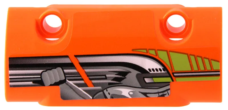 Technic, Panel Curved 7 x 3 with 2 Pin Holes through Panel Surface with Lime Stripes and Silver Toyota Supra MK4 Mechanical Arm and Hand Pattern Model Right Side (Sticker) - Set 42204