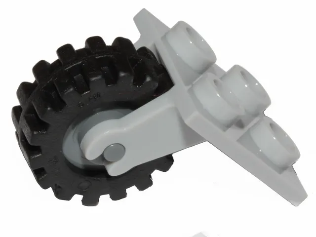 Plate, Modified 2 x 2 Thin with Plane Single Wheel Holder with Dark Bluish Gray Wheel with Black Tire 15mm D. x 6mm Offset Tread Small - Band Around Center of Tread (2415 / 3464c04)