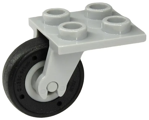 Plate, Modified 2 x 2 Thin with Plane Single Wheel Holder with Light Bluish Gray Wheel with Molded Black Tire Pattern (2415 / 65630pb01)