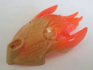 Bionicle Creature Head / Mask with Marbled Trans-Neon Orange Pattern