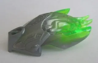 Bionicle Creature Head / Mask with Marbled Trans-Bright Green Pattern