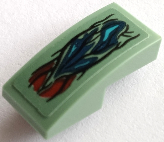 Slope, Curved 2 x 1 x 2/3 Inverted with Dark Turquoise, Dark Blue and Dark Red Hair Pattern (Sticker) - Set 76155