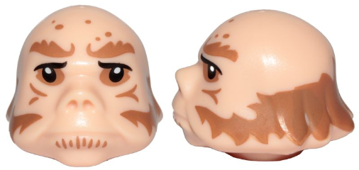 Minifigure, Head, Modified SW Ugnaught with Medium Nougat Sideburns and Hair Pattern
